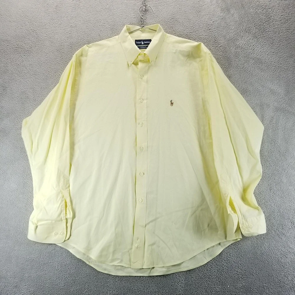 Polo Ralph Lauren Shirt Mens 17 37 Yellow Yarmouth‎ Pinpoint Oxford Button Down